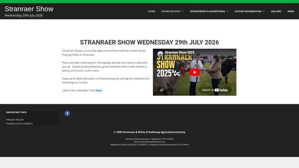 Screenshot of the Stranraer & Rhins Of Galloway Agricultural Society website