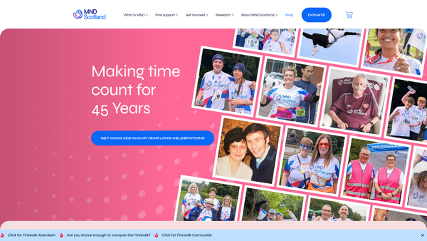 Screenshot of the MND Scotland website