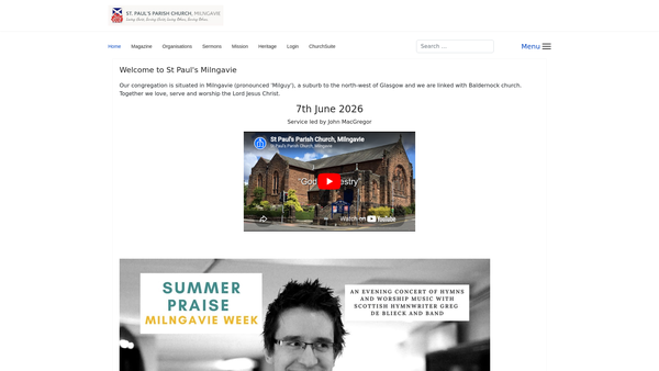 Screenshot of the St Pauls Parish Church Of Scotland: Milngavie website