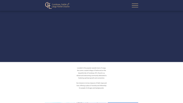 Screenshot of the Cumbrae, Fairlie and Largs Parish Church of Scotland website