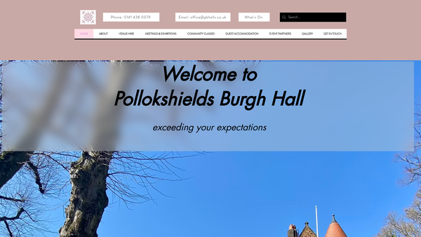 Screenshot of the Pollokshields Burgh Hall Trust Ltd website