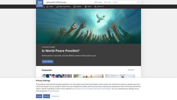 Screenshot of the Portobello Congregation Of Jehovahs Witnesses website