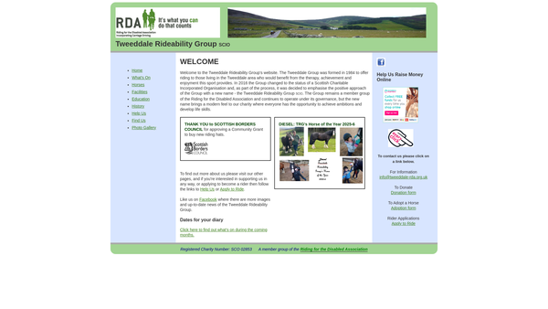 Screenshot of the Tweeddale Rideability Group SCIO website