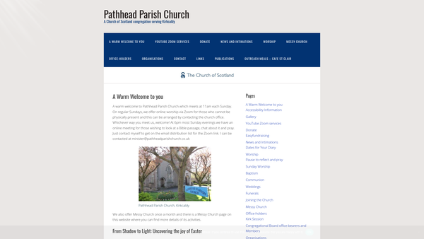 Screenshot of the Pathhead Parish Church of Scotland website