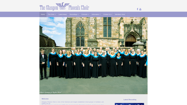 Screenshot of the Glasgow Phoenix Choir website