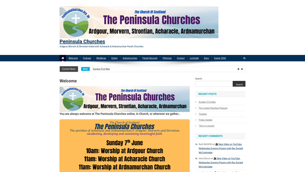 Screenshot of the Acharacle and Ardnamurchan Parish Church of Scotland website