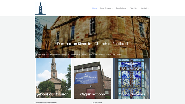 Screenshot of the Dumbarton Parish Church of Scotland website