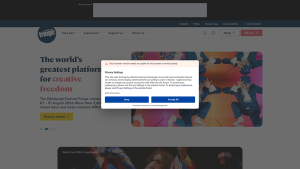 Screenshot of the Edinburgh Festival Fringe Society Limited website