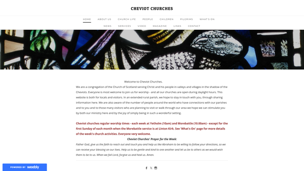 Screenshot of the Cheviot Churches: Church of Scotland website