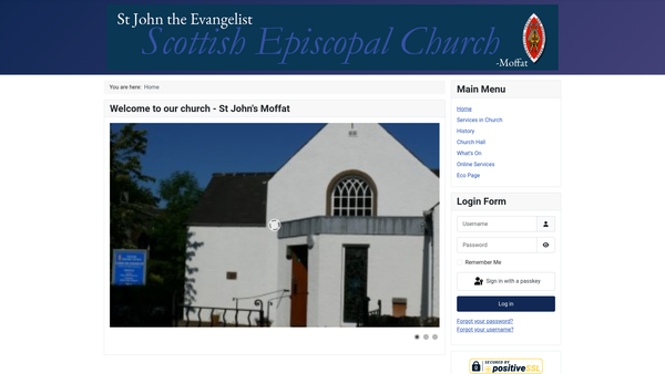 Screenshot of the St John the Evangelist Moffat website