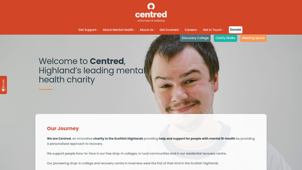 Screenshot of the Centred (Scotland) website