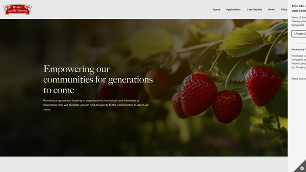 Screenshot of the The Gordon & Ena Baxter Foundation website