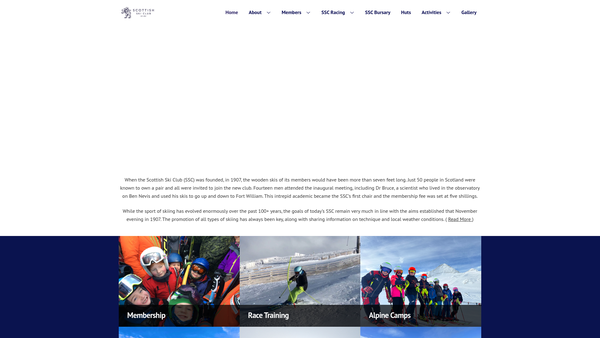 Screenshot of the Scottish Ski Training Trust website