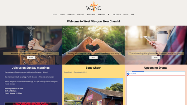 Screenshot of the West Glasgow New Church website