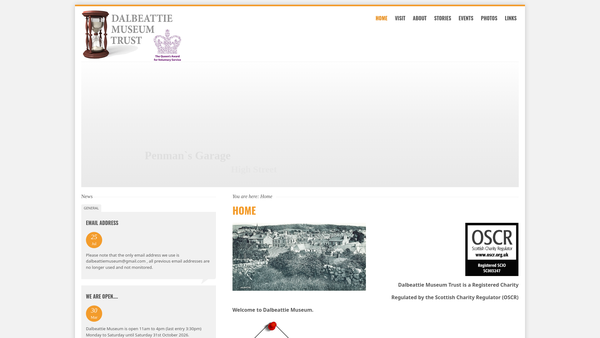 Screenshot of the Dalbeattie Museum Trust website