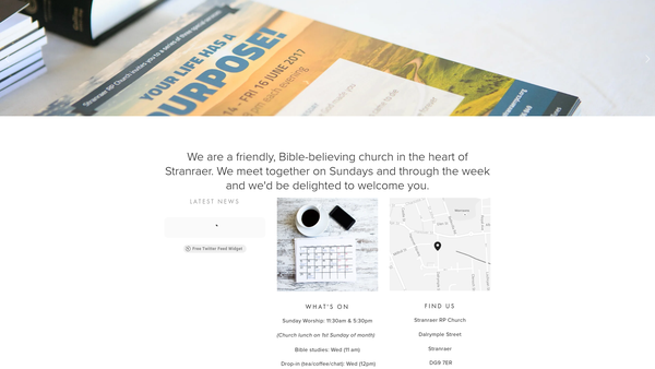 Screenshot of the Stranraer Reformed Presbyterian Church website