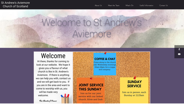Screenshot of the Rothiemurchus & Aviemore Church Of Scotland website