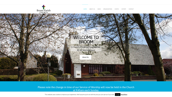 Screenshot of the Broom Parish Church Of Scotland website
