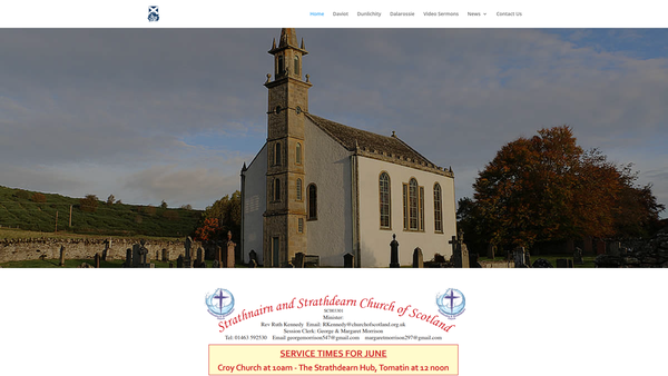 Screenshot of the Strathnairn and Strathdearn Church of Scotland website