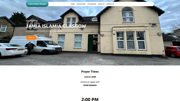 Screenshot of the Jamia Islamia (Islamic & Community Centre) Trust website