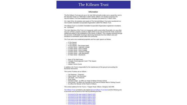 Screenshot of the The Killearn Trust website