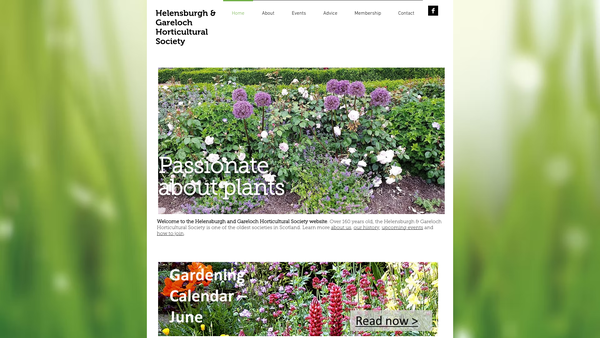 Screenshot of the Helensburgh & Gareloch Horticultural Society website