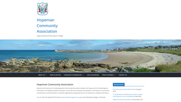 Screenshot of the Hopeman Community Association website
