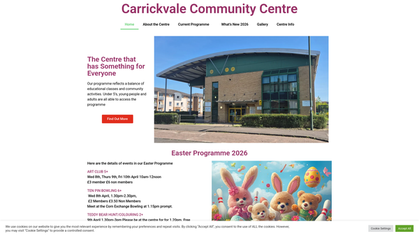 Screenshot of the Carrickvale Community Education Centre website