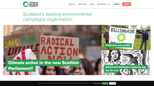 Screenshot of the Friends Of The Earth (Scotland) Ltd website