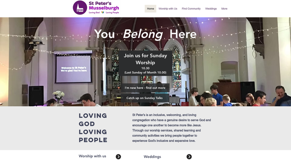 Screenshot of the St Peters Episcopal Church: Musselburgh website