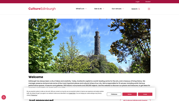 Screenshot of the Friends of the City Art Centre and Museums of Edinburgh website