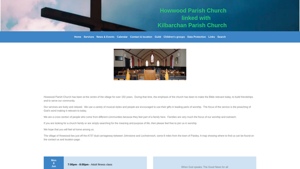 Screenshot of the Howwood Parish Church Of Scotland website