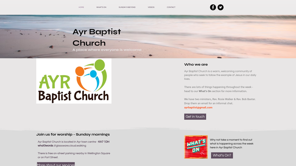 Screenshot of the Ayr Baptist Church website