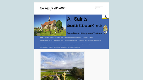 Screenshot of the All Saints Challoch Scottish Episcopal Church with St Ninians Fellowship website