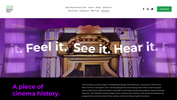 Screenshot of the Scottish Cinema Organ Trust website