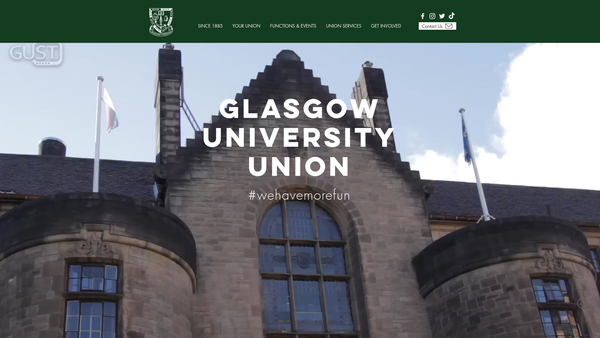 Screenshot of the Glasgow University Union website