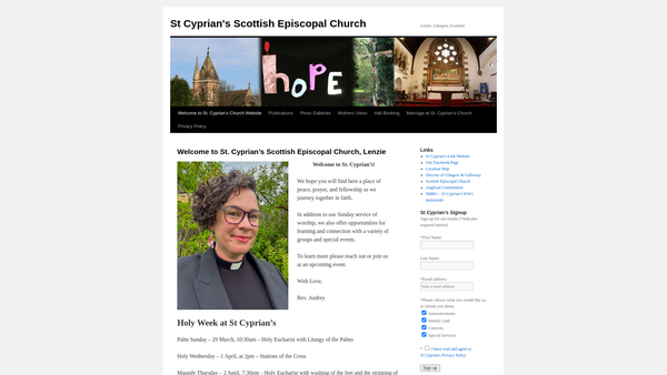 Screenshot of the St Cyprians Episcopal Church: Lenzie website