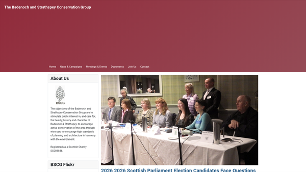Screenshot of the Badenoch & Strathspey Conservation Group website
