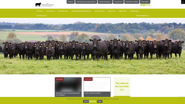 Screenshot of the Aberdeen-Angus Cattle Society website