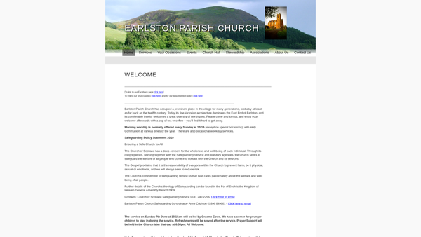 Screenshot of the Earlston Parish Church of Scotland website