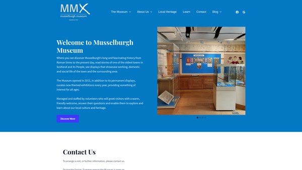 Screenshot of the Musselburgh Museum and Heritage Group website
