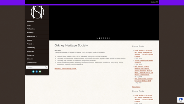 Screenshot of the Orkney Heritage Society website