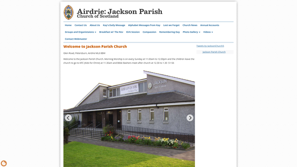 Screenshot of the Airdrie Jackson Parish Church of Scotland website