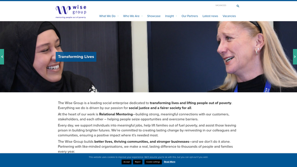 Screenshot of the The Wise Group website