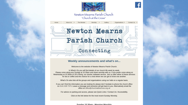 Screenshot of the Newton Mearns Parish Church Of Scotland website