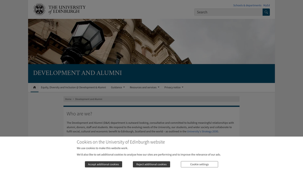 Screenshot of the University Of Edinburgh Development Trust website