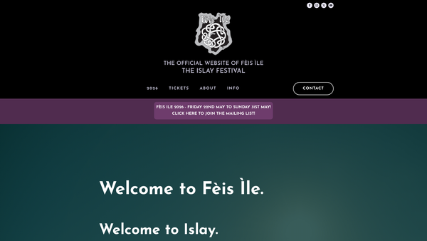 Screenshot of the Islay Festival Association website