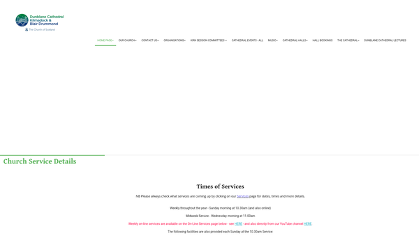 Screenshot of the Dunblane Cathedral, Kilmadock and Blair Drummond Church of Scotland website