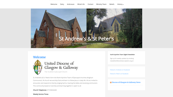 Screenshot of the St Andrew's Scottish Episcopal Church: Ardrossan website