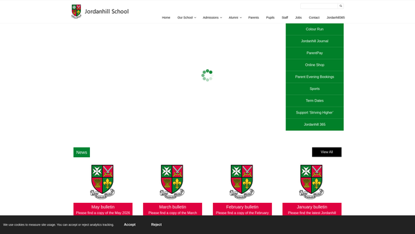 Screenshot of the Jordanhill School website